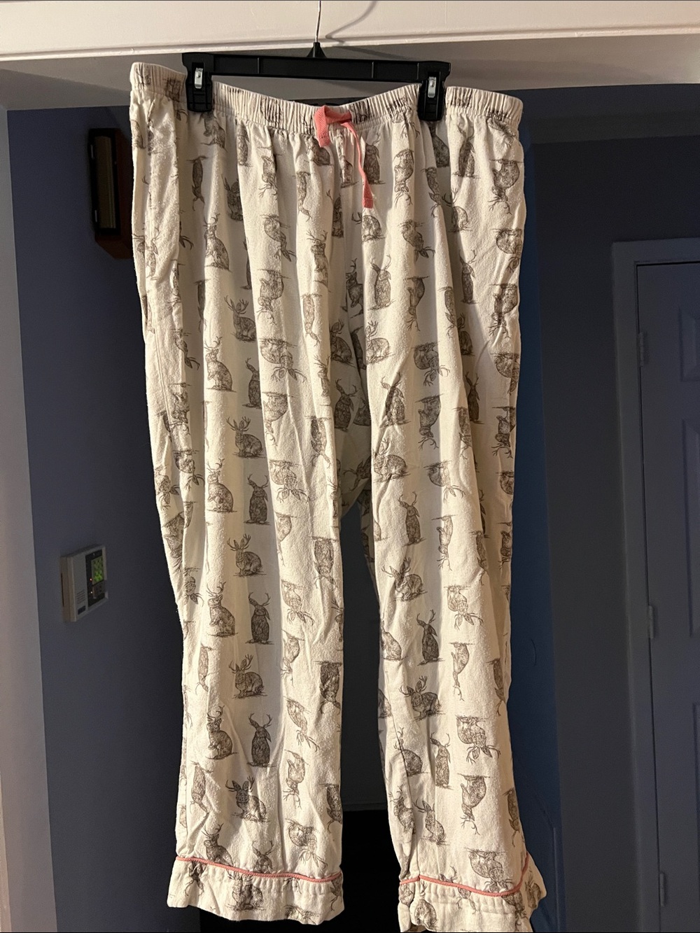 Women’s Cream PJ Pants with Pink Trim